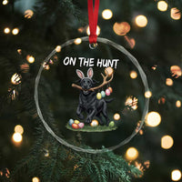 Funny Easter Hunting Dog Crystal Glass Ornament Labrador Bunny Ears On The Hunt