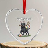 Funny Easter Hunting Dog Heart Crystal Glass Ornament Labrador Bunny Ears On The Hunt