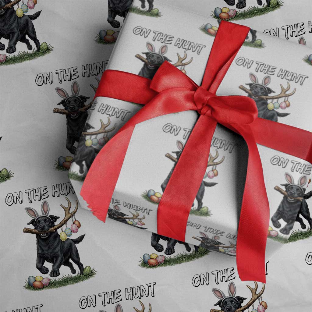Funny Easter Hunting Dog Wrapping Paper Roll Labrador Bunny Ears On The Hunt