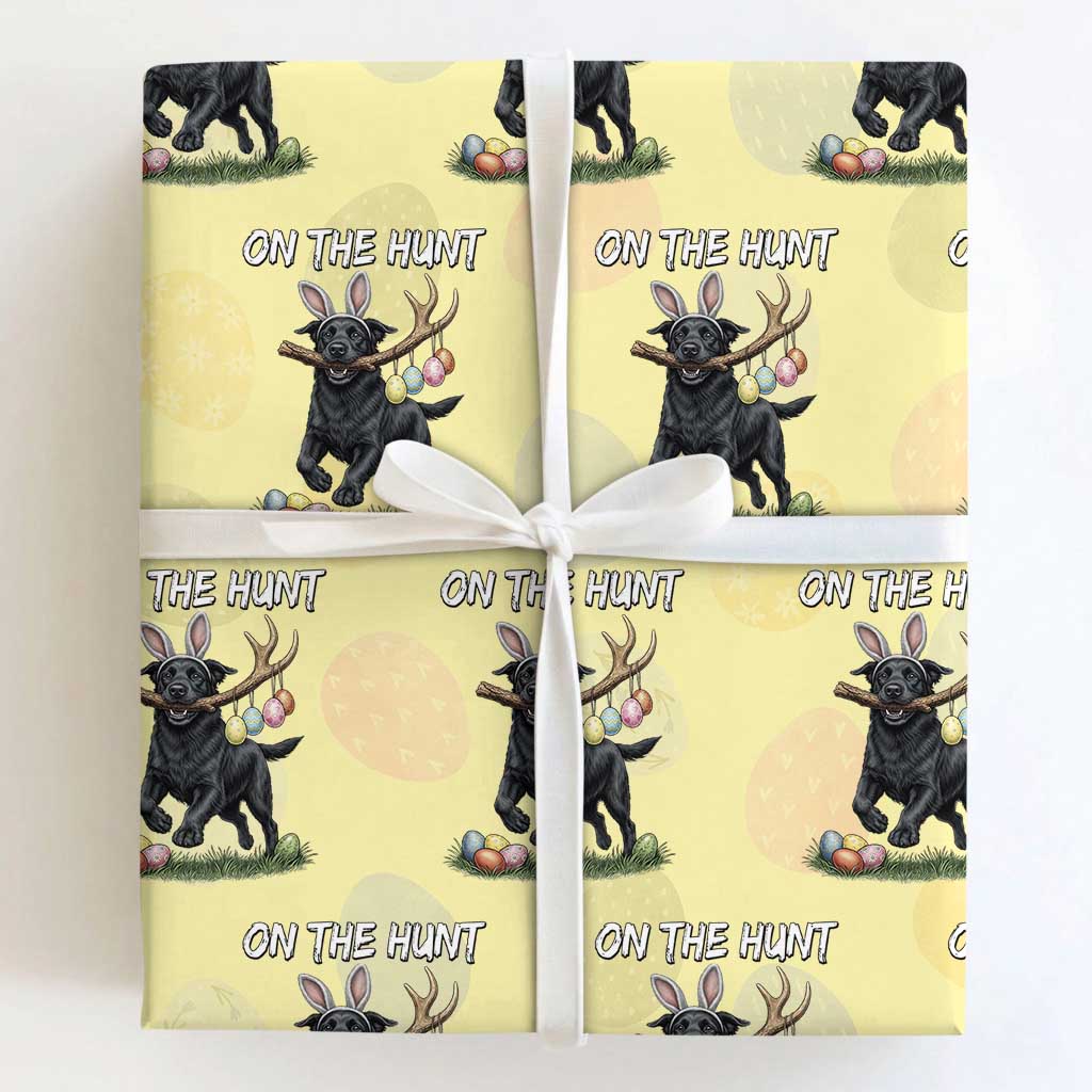Funny Easter Hunting Dog Wrapping Paper Roll Labrador Bunny Ears On The Hunt