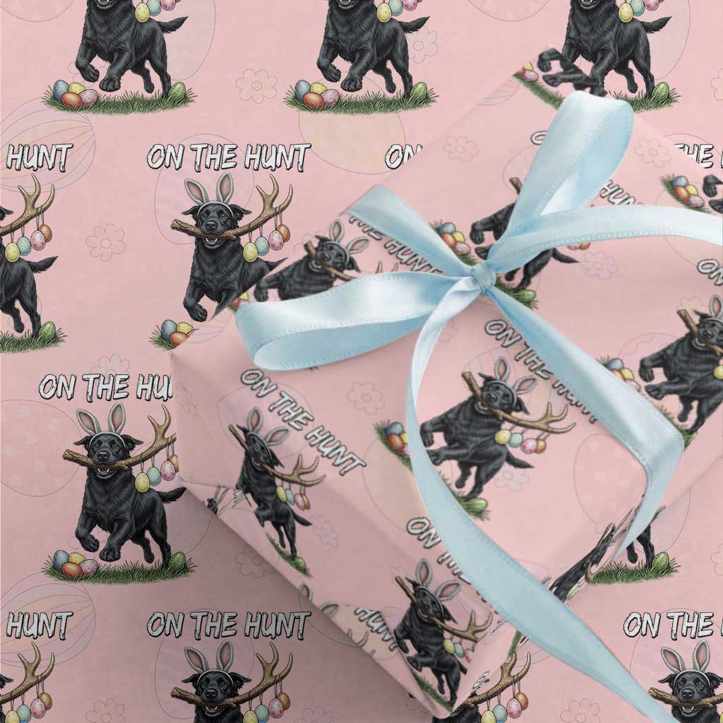 Funny Easter Hunting Dog Wrapping Paper Roll Labrador Bunny Ears On The Hunt