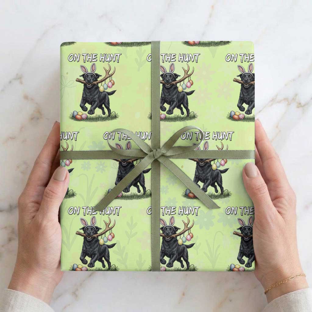 Funny Easter Hunting Dog Wrapping Paper Roll Labrador Bunny Ears On The Hunt