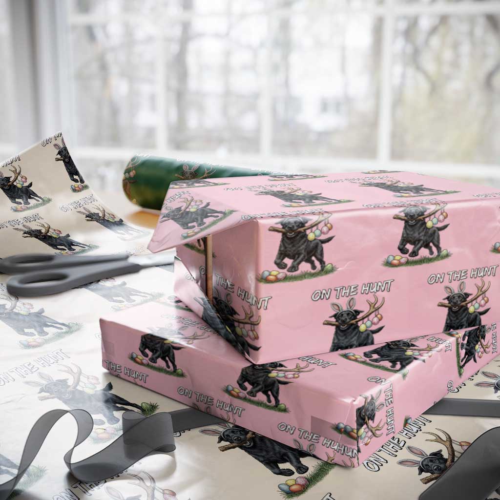 Funny Easter Hunting Dog Wrapping Paper Roll Labrador Bunny Ears On The Hunt