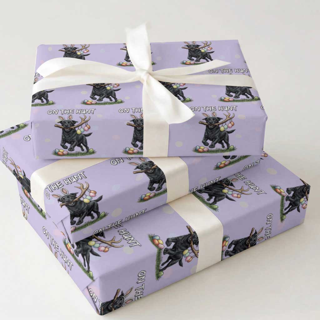 Funny Easter Hunting Dog Wrapping Paper Roll Labrador Bunny Ears On The Hunt
