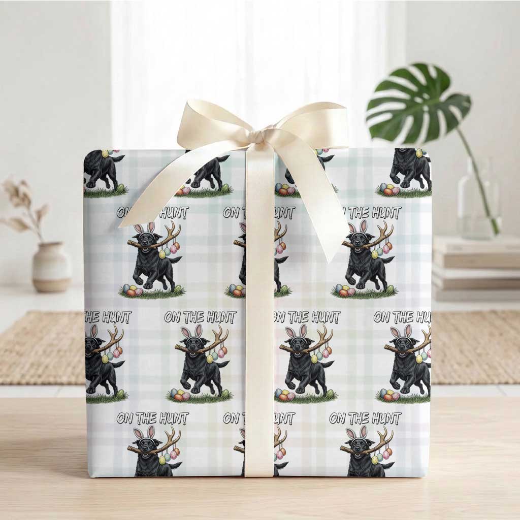 Funny Easter Hunting Dog Wrapping Paper Roll Labrador Bunny Ears On The Hunt