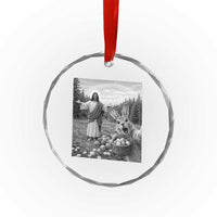 Funny Easter Jesus Crystal Glass Ornament Christian Jesus Bunny Selfie Religious