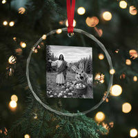 Funny Easter Jesus Crystal Glass Ornament Christian Jesus Bunny Selfie Religious