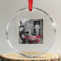 Funny Easter Jesus Crystal Glass Ornament Christian Jesus Come Back Bunny Selfie