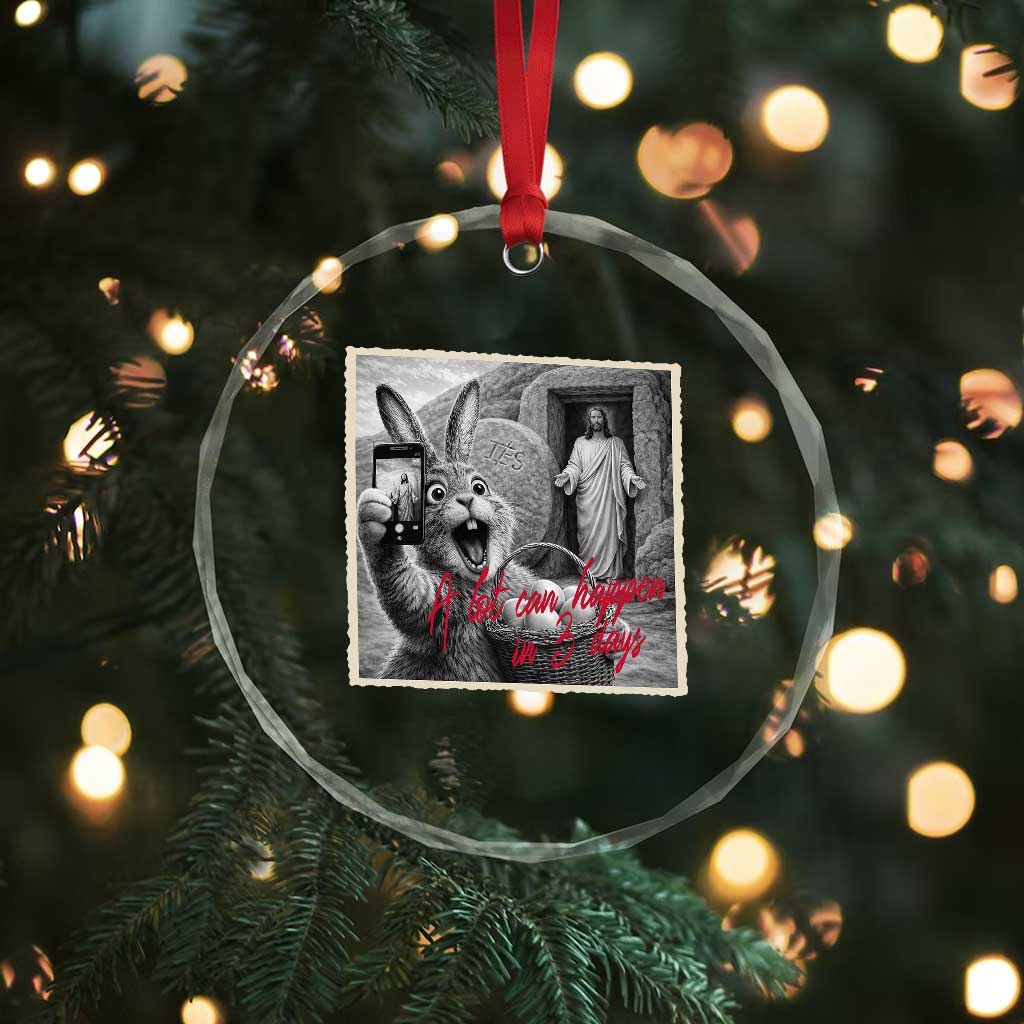 Funny Easter Jesus Crystal Glass Ornament Christian Jesus Come Back Bunny Selfie