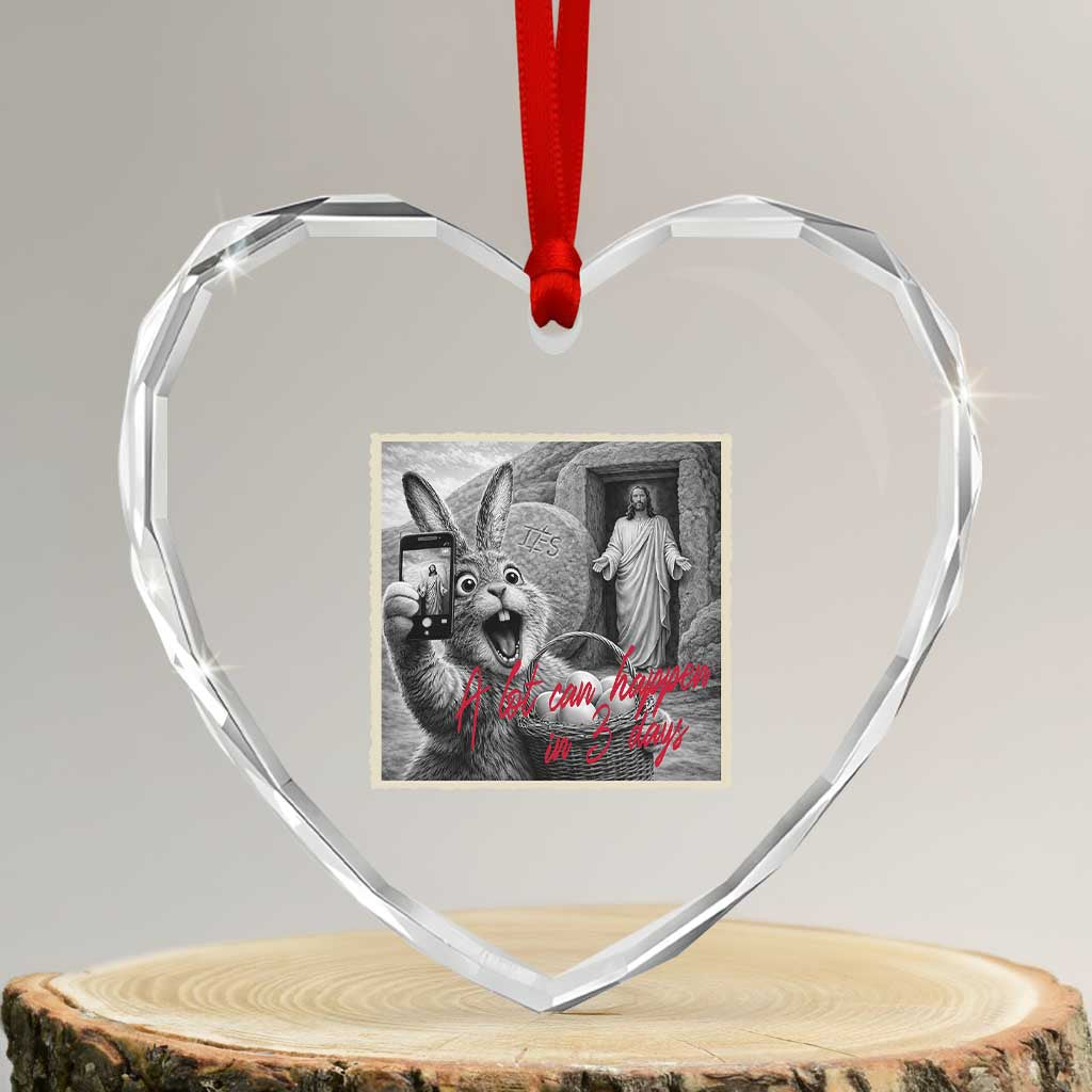 Funny Easter Jesus Heart Crystal Glass Ornament Christian Jesus Come Back Bunny Selfie