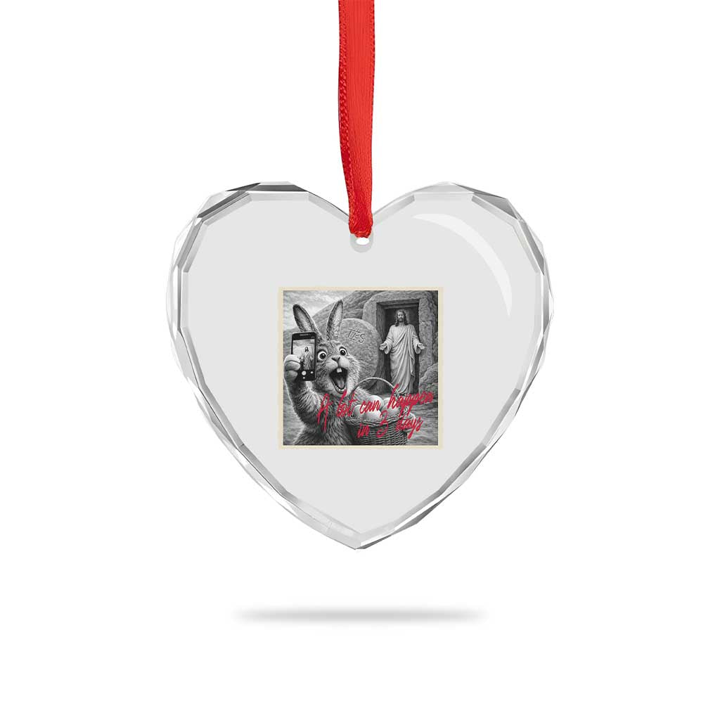 Funny Easter Jesus Heart Crystal Glass Ornament Christian Jesus Come Back Bunny Selfie