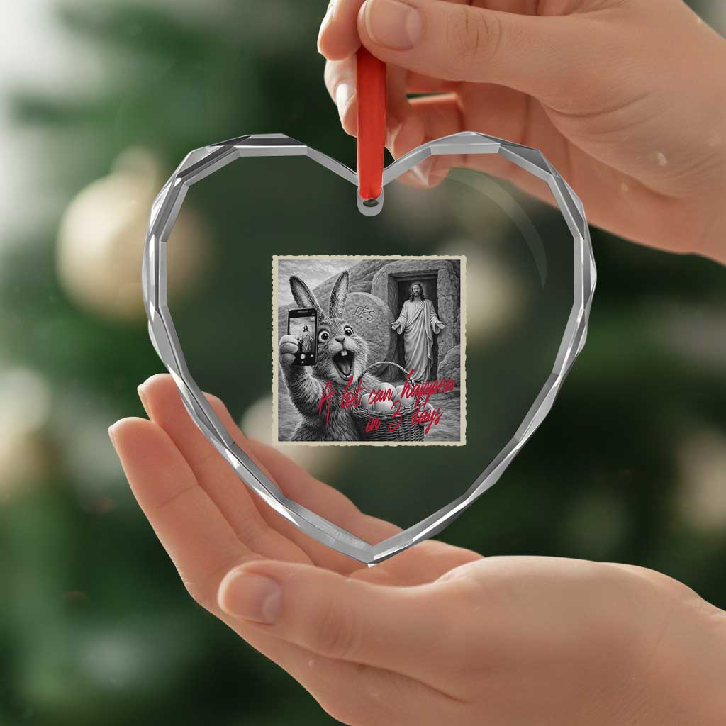Funny Easter Jesus Heart Crystal Glass Ornament Christian Jesus Come Back Bunny Selfie