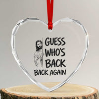 Funny Easter Jesus Heart Crystal Glass Ornament Guess Who's Back Back Again
