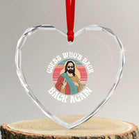 Funny Easter Jesus Heart Crystal Glass Ornament Retro Vintage Guess Whos Back Again - Wonder Print Shop