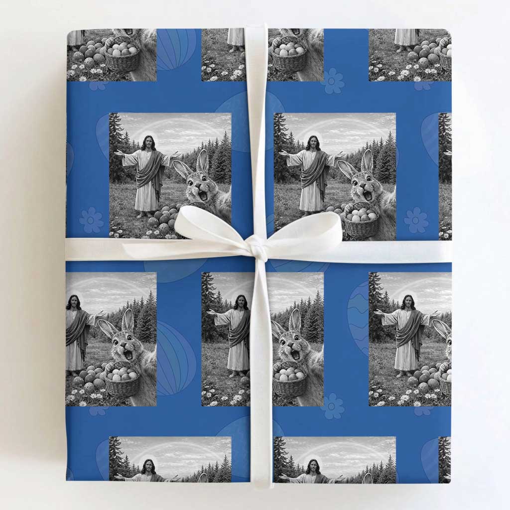 Funny Easter Jesus Wrapping Paper Roll Christian Jesus Bunny Selfie Religious