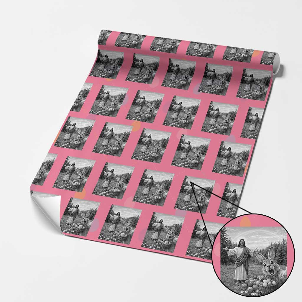 Funny Easter Jesus Wrapping Paper Roll Christian Jesus Bunny Selfie Religious