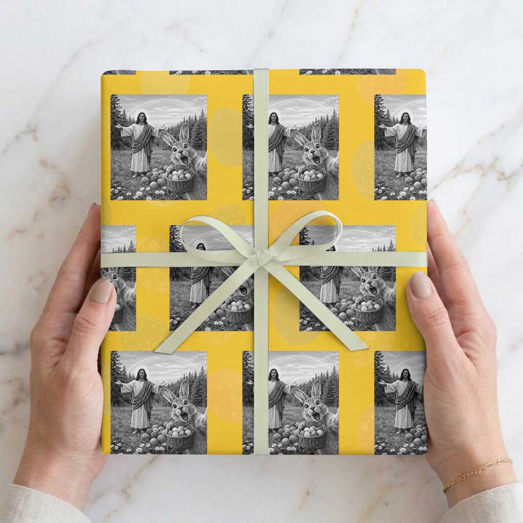 Funny Easter Jesus Wrapping Paper Roll Christian Jesus Bunny Selfie Religious