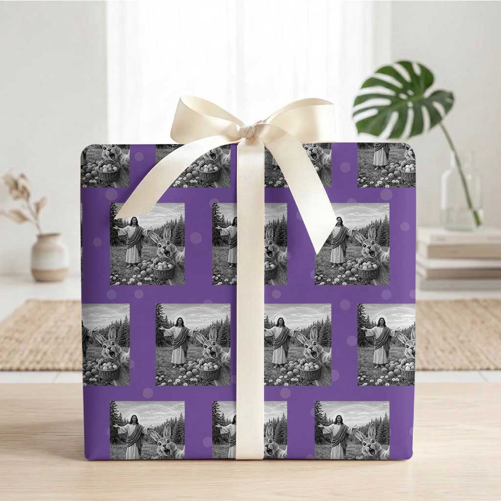 Funny Easter Jesus Wrapping Paper Roll Christian Jesus Bunny Selfie Religious
