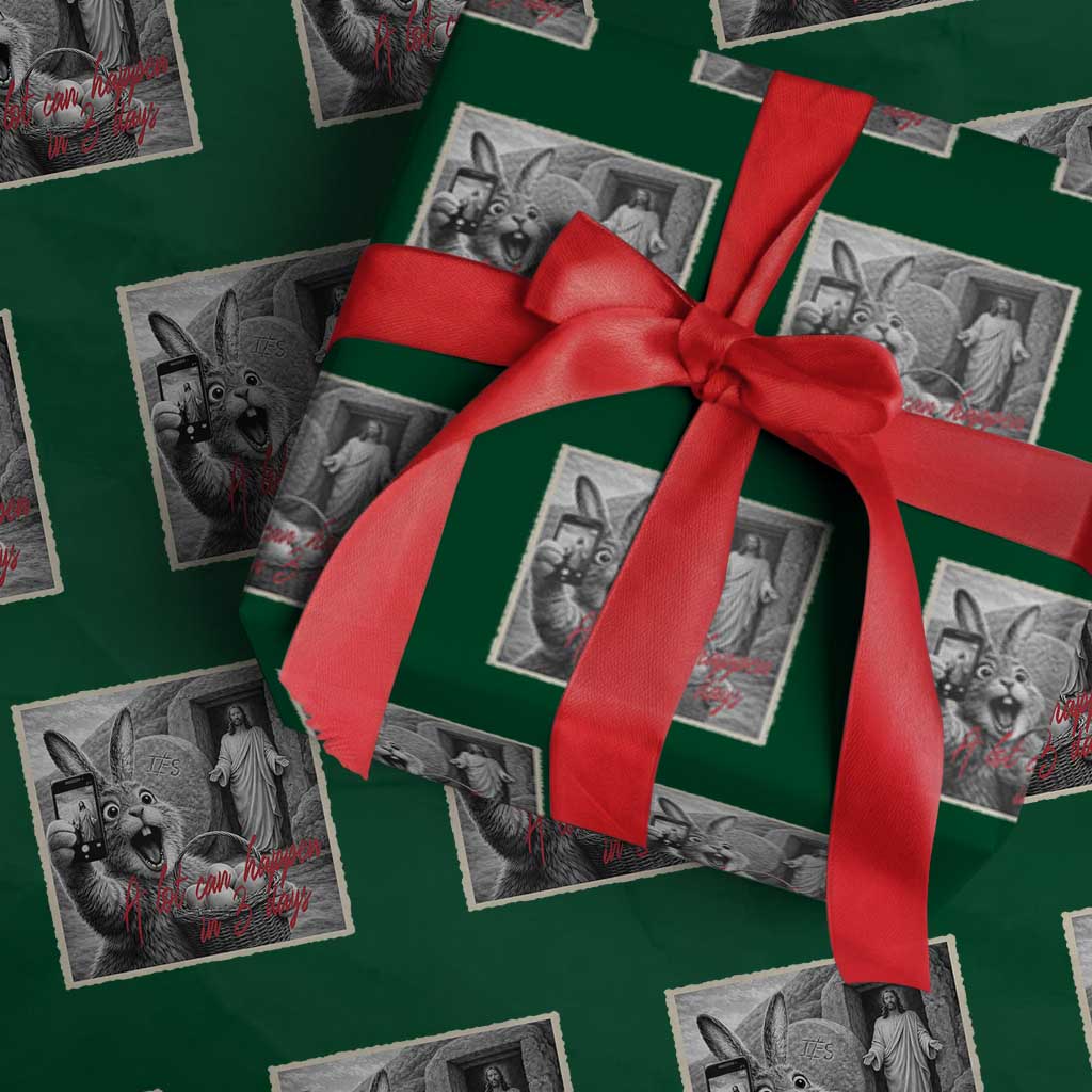Funny Easter Jesus Wrapping Paper Roll Christian Jesus Come Back Bunny Selfie