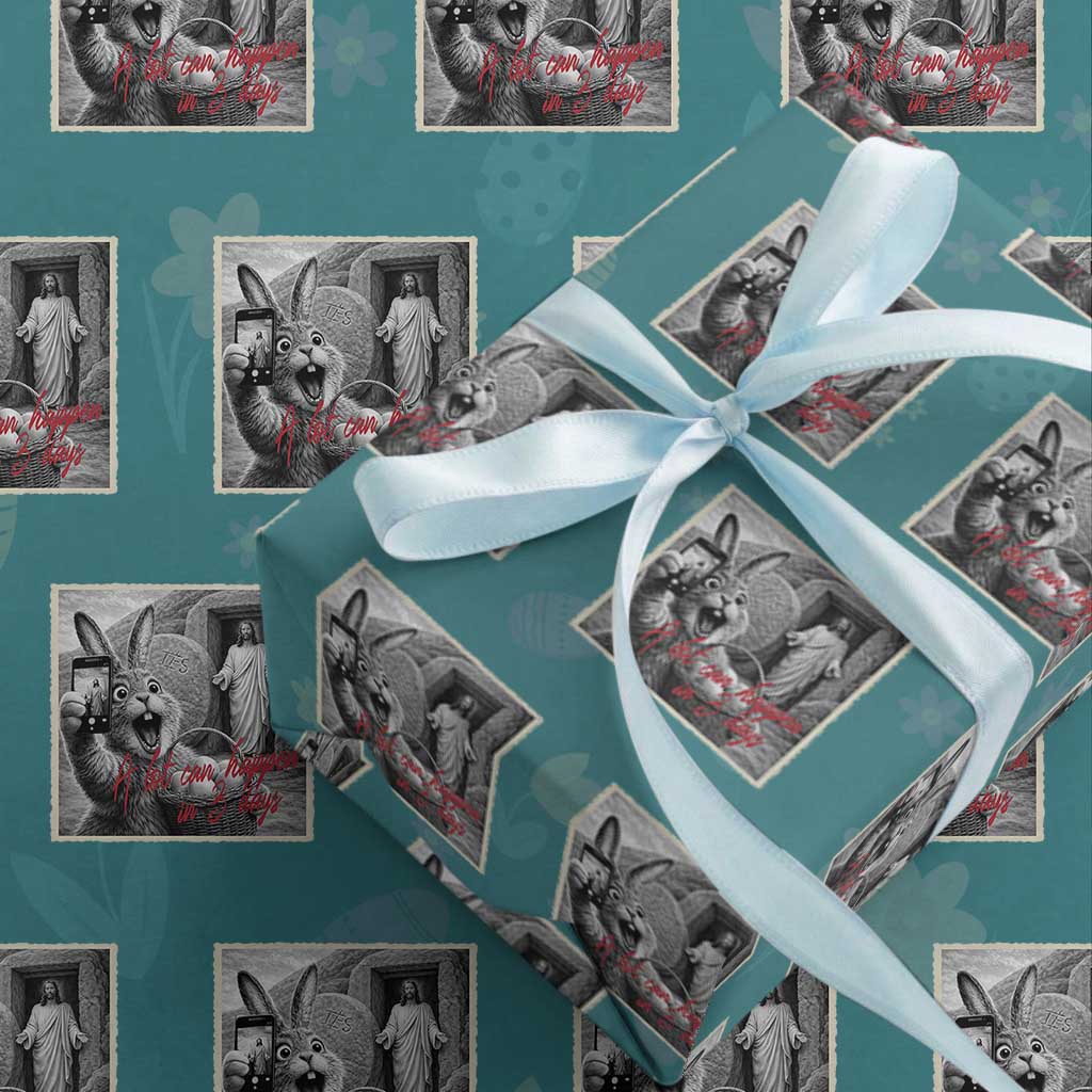 Funny Easter Jesus Wrapping Paper Roll Christian Jesus Come Back Bunny Selfie