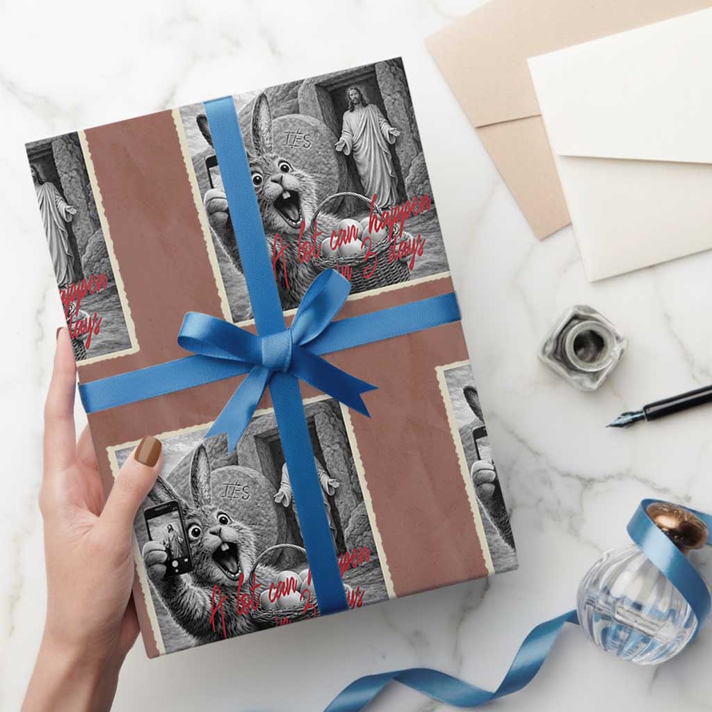 Funny Easter Jesus Wrapping Paper Roll Christian Jesus Come Back Bunny Selfie