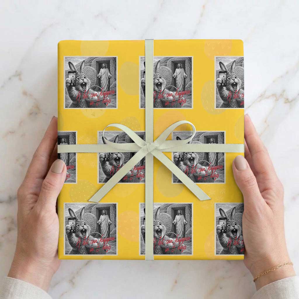 Funny Easter Jesus Wrapping Paper Roll Christian Jesus Come Back Bunny Selfie