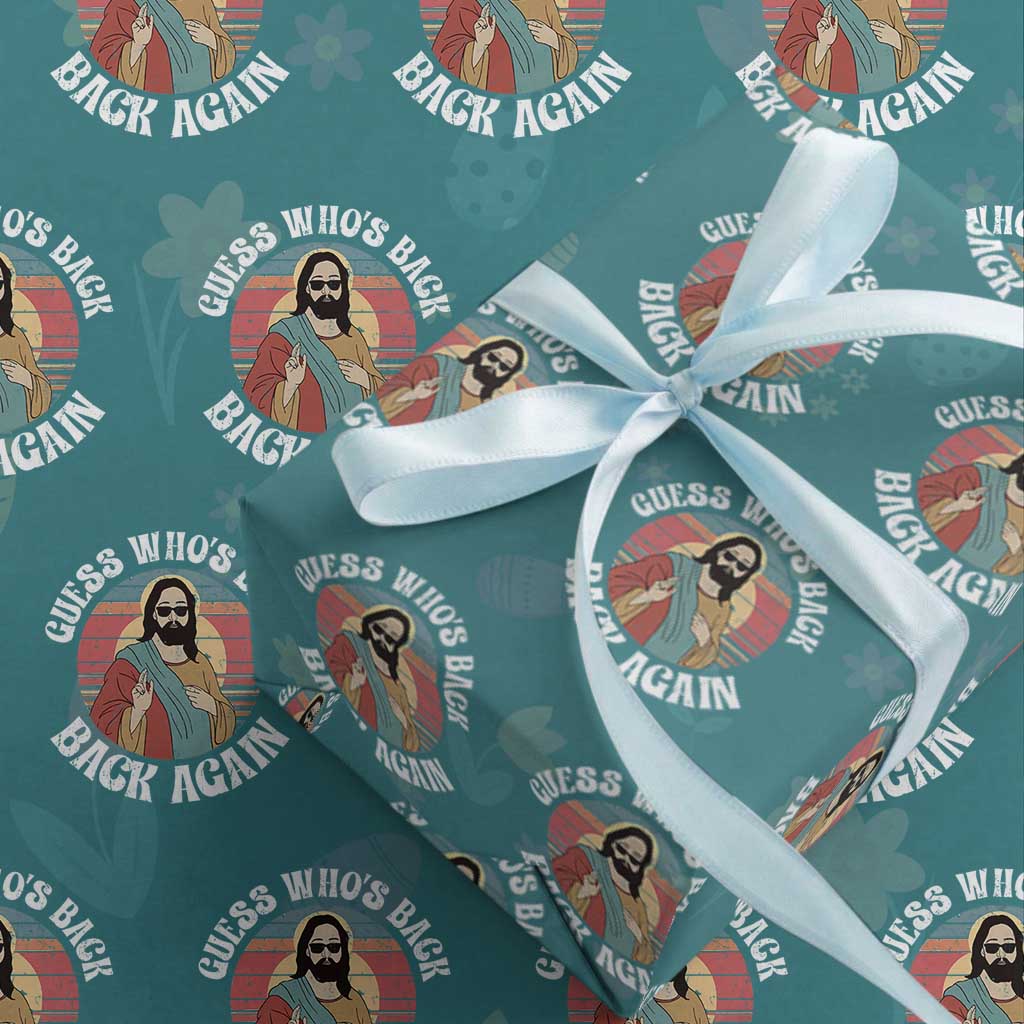 Funny Easter Jesus Wrapping Paper Roll Retro Vintage Guess Whos Back Again