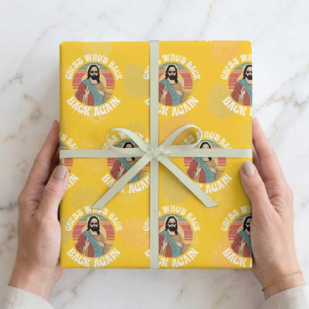 Funny Easter Jesus Wrapping Paper Roll Retro Vintage Guess Whos Back Again