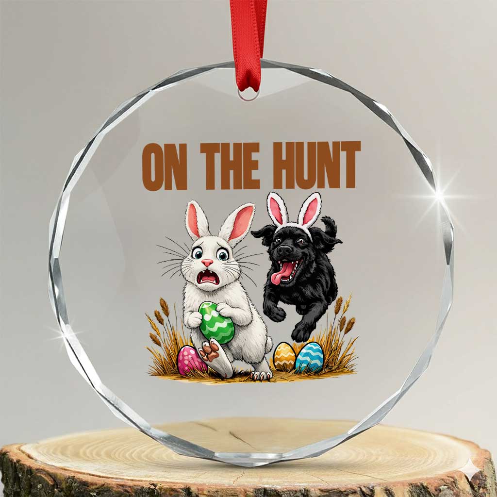 Funny Easter Labrador Bunny Ears Crystal Glass Ornament On The Hunt