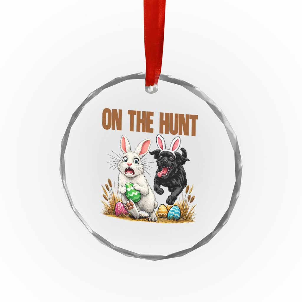 Funny Easter Labrador Bunny Ears Crystal Glass Ornament On The Hunt