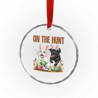 Funny Easter Labrador Bunny Ears Crystal Glass Ornament On The Hunt
