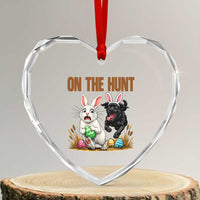 Funny Easter Labrador Bunny Ears Heart Crystal Glass Ornament On The Hunt