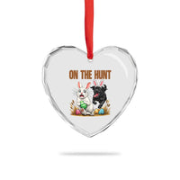 Funny Easter Labrador Bunny Ears Heart Crystal Glass Ornament On The Hunt