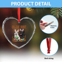 Funny Easter Labrador Bunny Ears Heart Crystal Glass Ornament On The Hunt