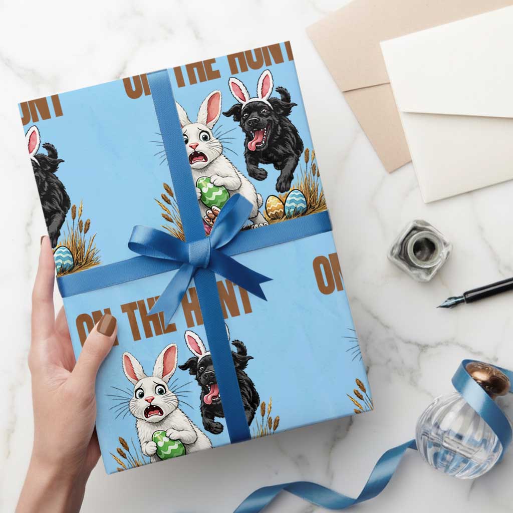 Funny Easter Labrador Bunny Ears Wrapping Paper Roll On The Hunt