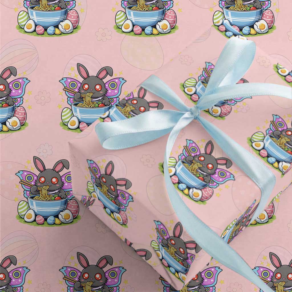 Funny Easter Mothman Eating Ramen Wrapping Paper Roll Cryptid Lover Gift