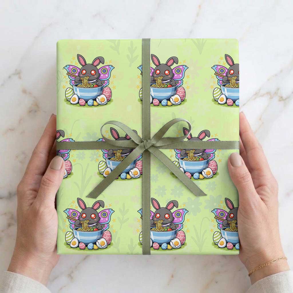 Funny Easter Mothman Eating Ramen Wrapping Paper Roll Cryptid Lover Gift