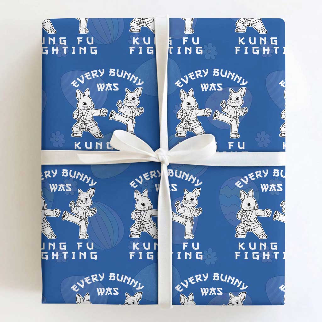 Funny Easter Rabbit Martial Arts Wrapping Paper Roll Every Bunny Was Kung Fu Fighting Cute Bunny Humor Gift