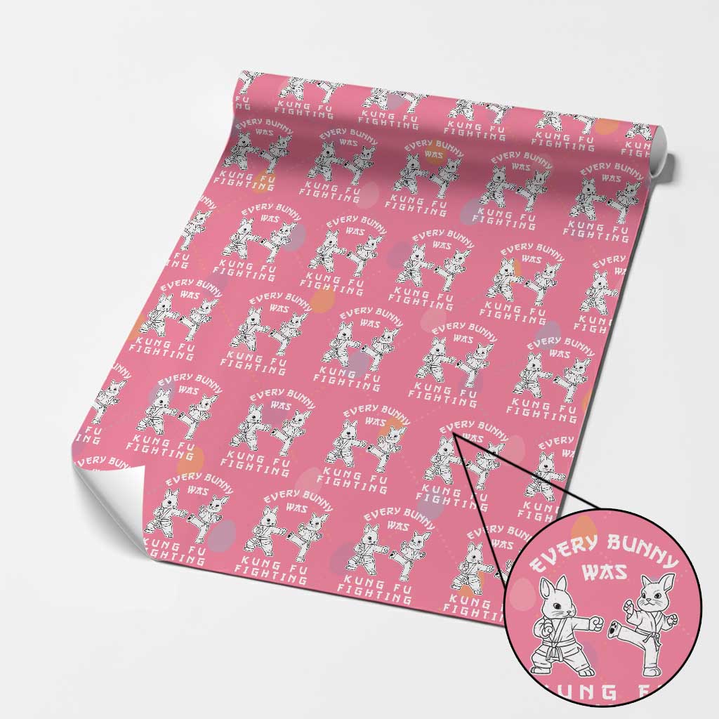 Funny Easter Rabbit Martial Arts Wrapping Paper Roll Every Bunny Was Kung Fu Fighting Cute Bunny Humor Gift