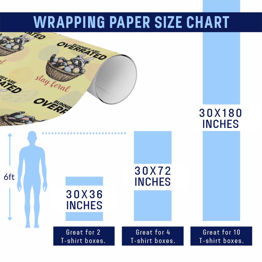 Funny Easter Raccoon Bunny Wrapping Paper Roll Bunnies Are Overrated Stay Feral