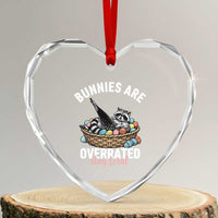 Funny Easter Raccoon Meme Heart Crystal Glass Ornament Bunnies Are Overrated Stay Feral
