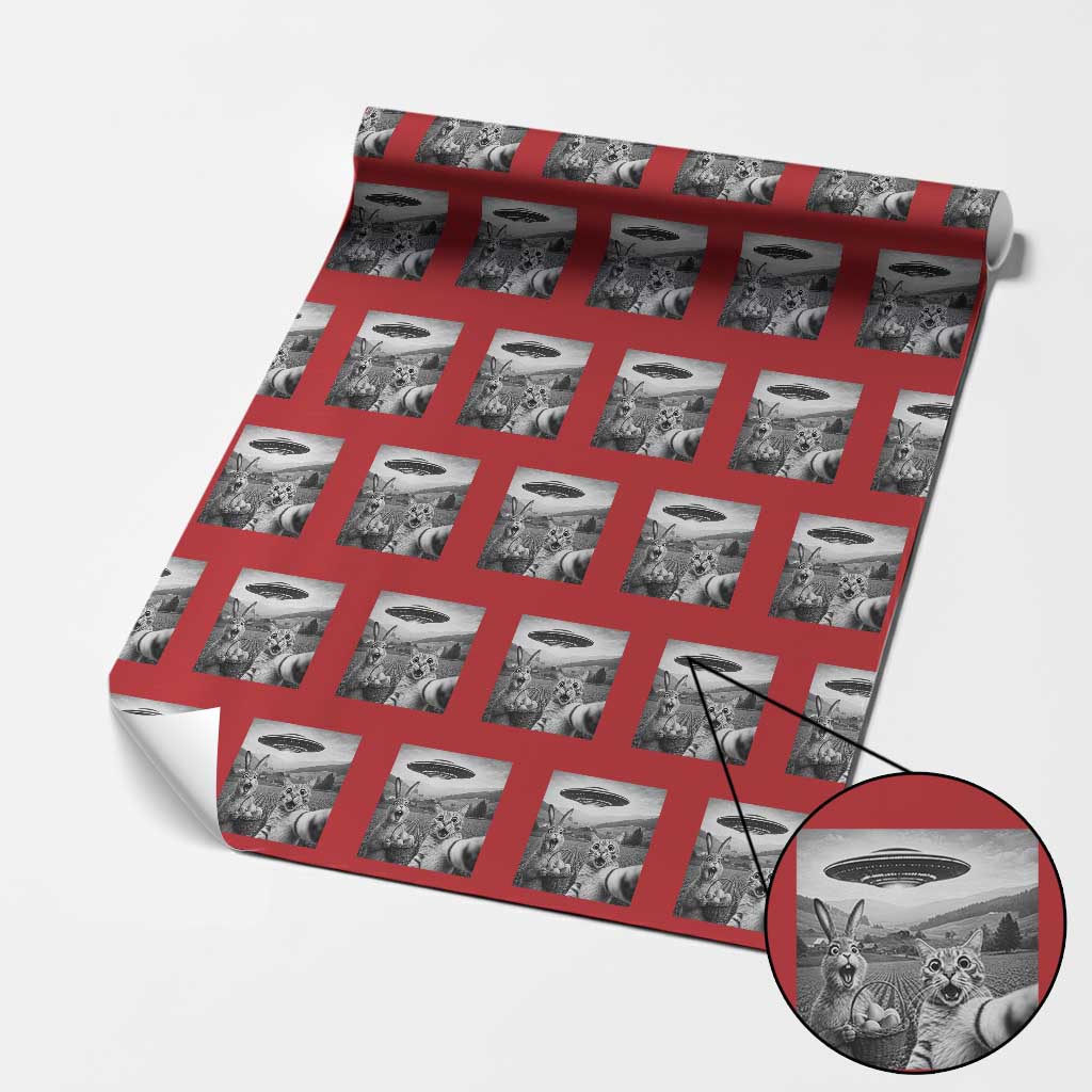 Funny Easter Wrapping Paper Roll Christian Cat Selfie Bunny Meme