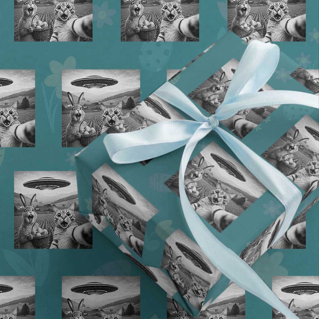 Funny Easter Wrapping Paper Roll Christian Cat Selfie Bunny Meme