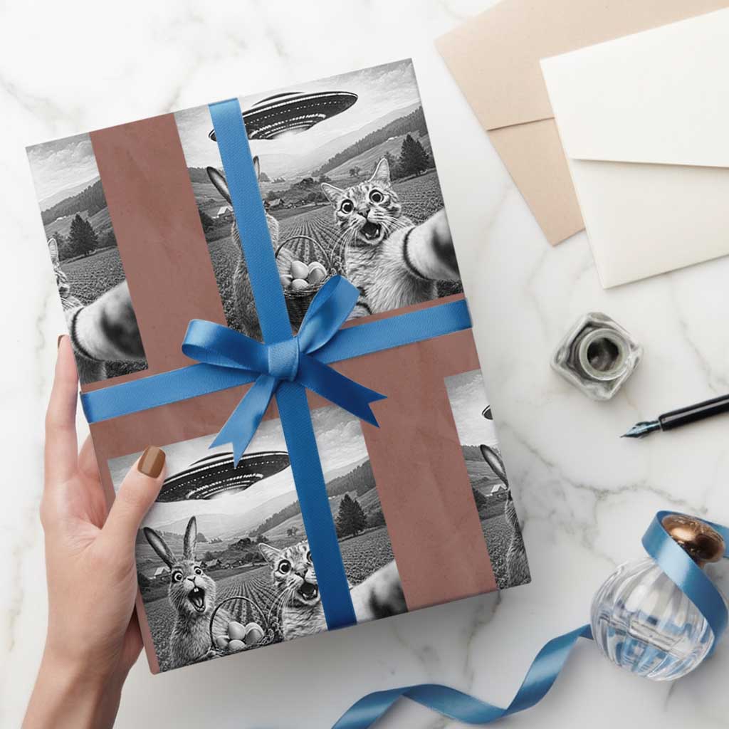 Funny Easter Wrapping Paper Roll Christian Cat Selfie Bunny Meme