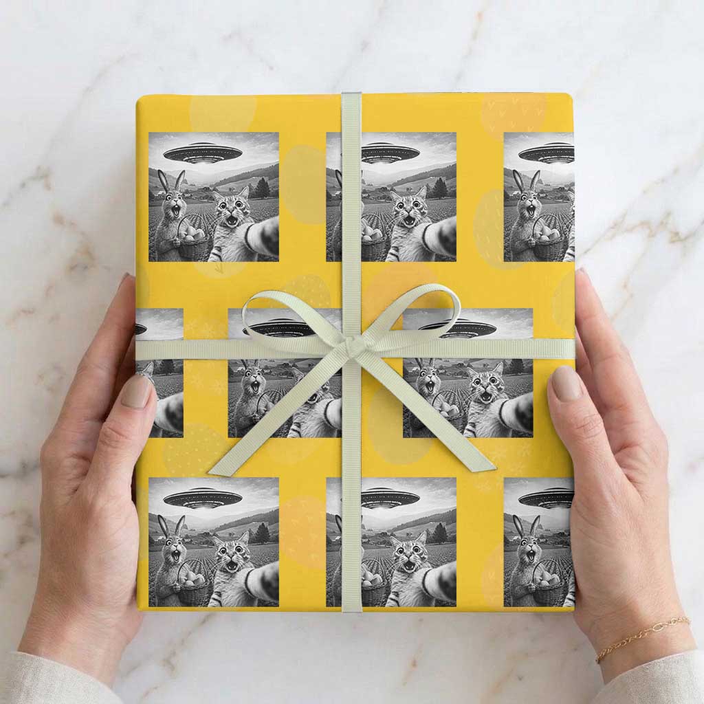 Funny Easter Wrapping Paper Roll Christian Cat Selfie Bunny Meme