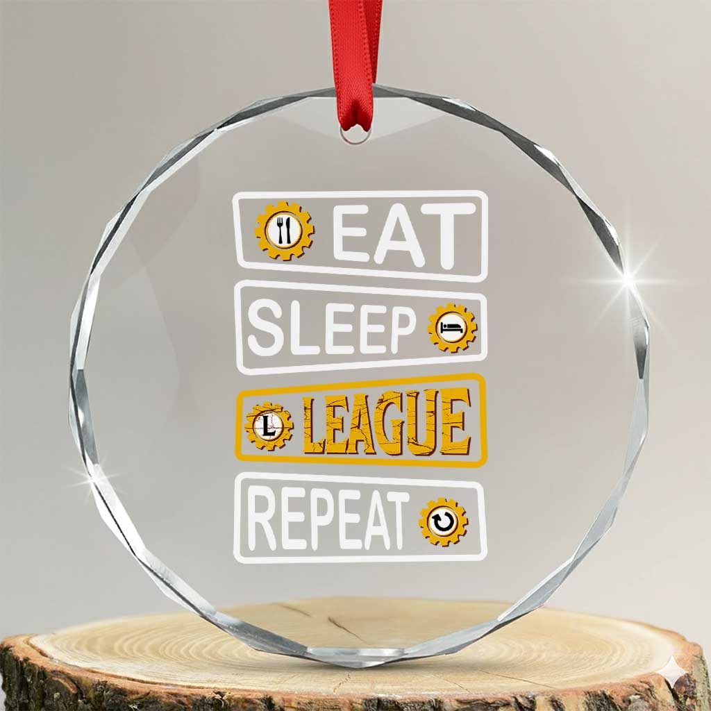 Funny Eat Sleep League Repeat Crystal Glass Ornament Gaming Quote Gift For Gamer - Wonder Print Shop