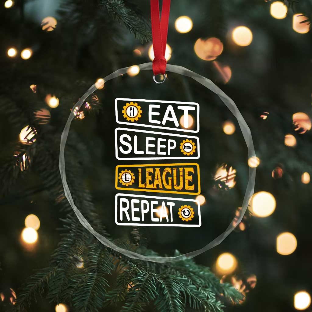 Funny Eat Sleep League Repeat Crystal Glass Ornament Gaming Quote Gift For Gamer - Wonder Print Shop