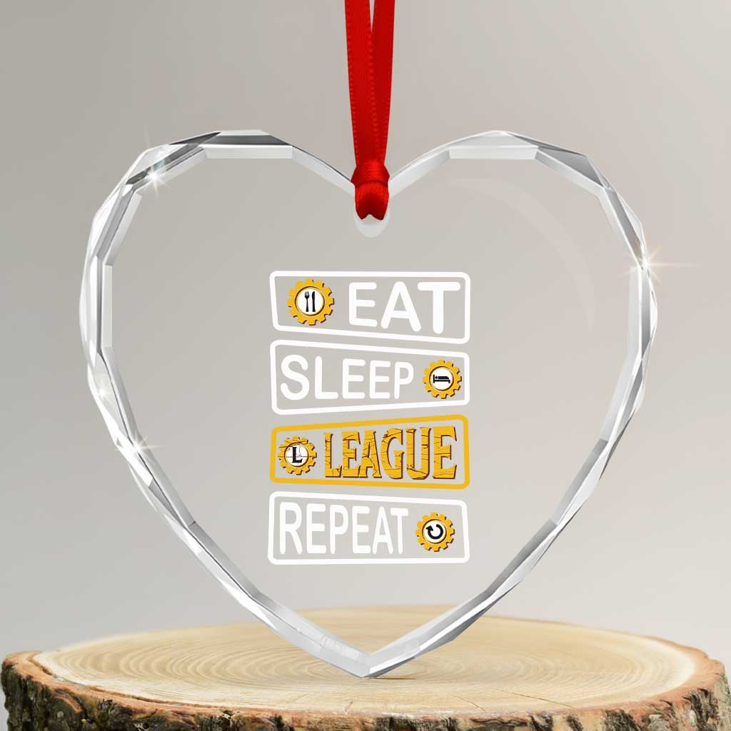Funny Eat Sleep League Repeat Heart Crystal Glass Ornament Gaming Quote Gift For Gamer - Wonder Print Shop
