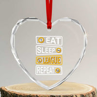 Funny Eat Sleep League Repeat Heart Crystal Glass Ornament Gaming Quote Gift For Gamer - Wonder Print Shop