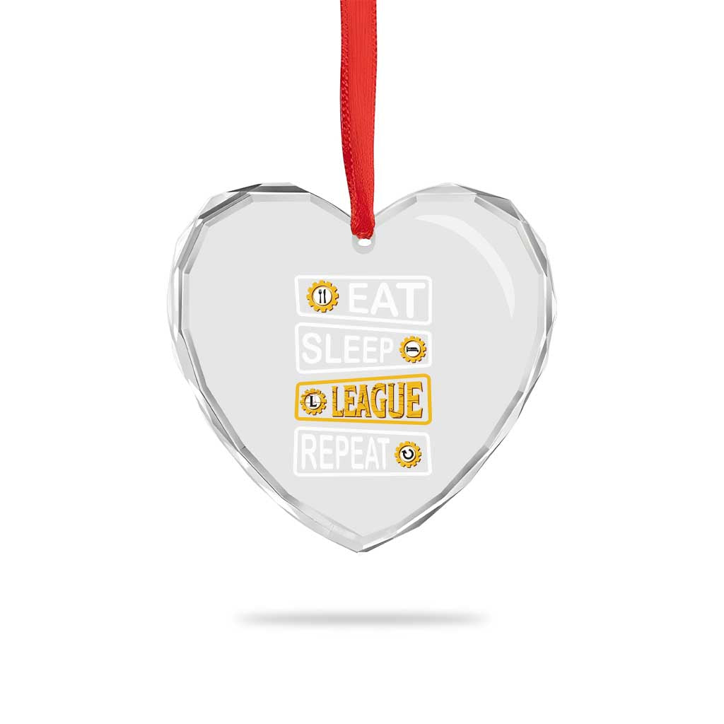 Funny Eat Sleep League Repeat Heart Crystal Glass Ornament Gaming Quote Gift For Gamer - Wonder Print Shop